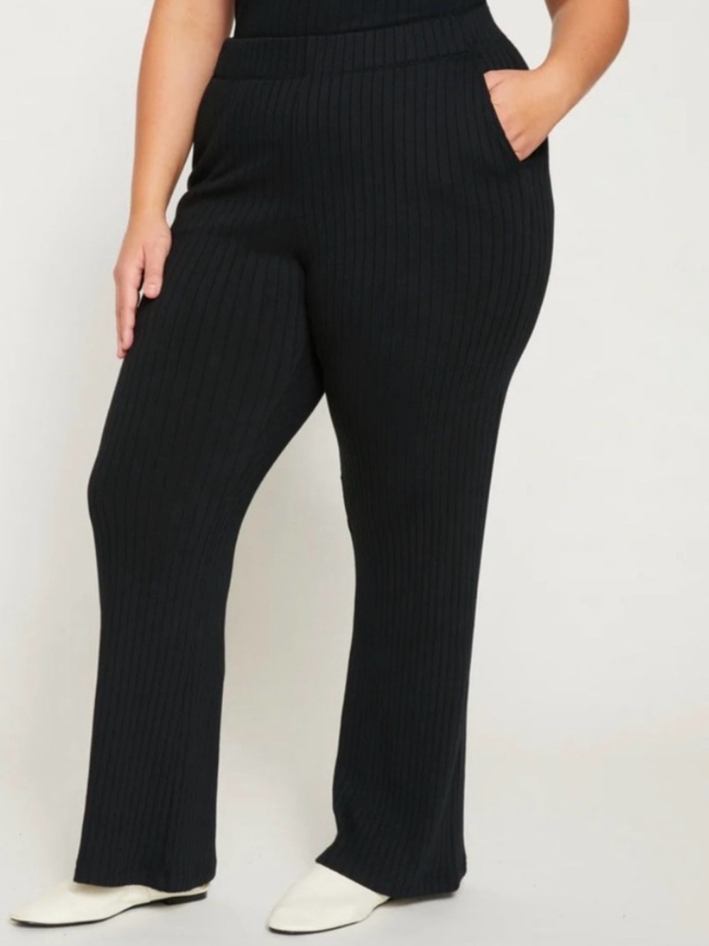 Universal Standard Aspen Rib Pants - Small 14/16 - Black Bootcut
